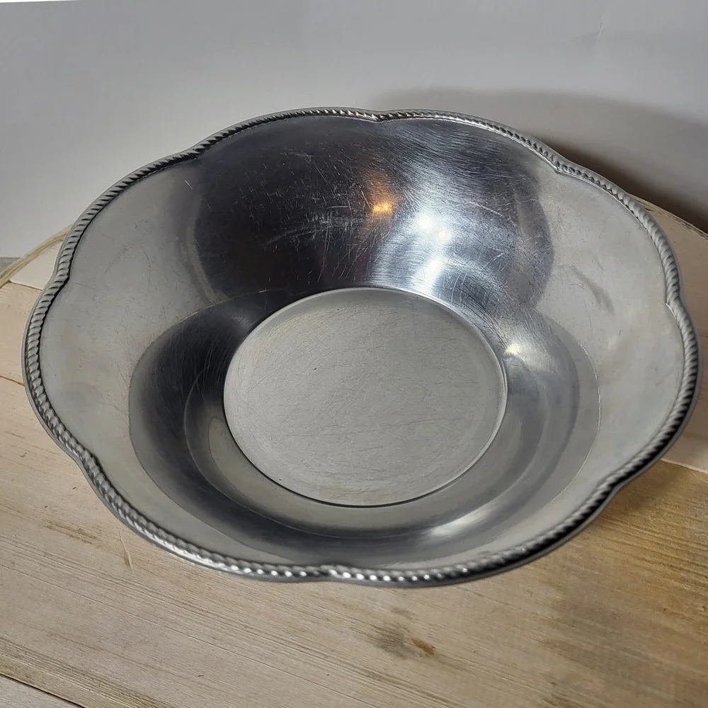 Alfra Alessi 18/10 Stainless Steel Scalloped Bowl Italy Rope Edge Vintage 8.25in